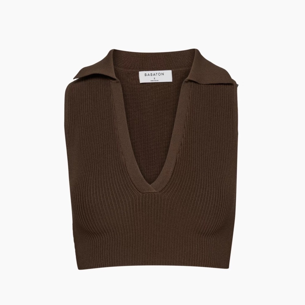 Babaton Sculpt Knit Polo Crop Top